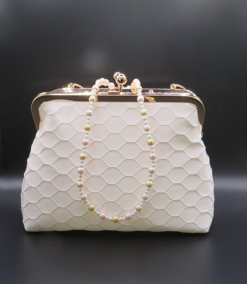Ivory bridal clutch , Ivory/cream satin handbag, evening clutch , wedding guest clutch Clutch /handle 40cm