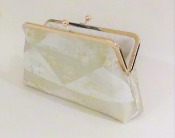 Gold and ivory satin bag, wedding clutch bag in gold/ ivory/white/cream , evening clutch , wedding guest clutch
