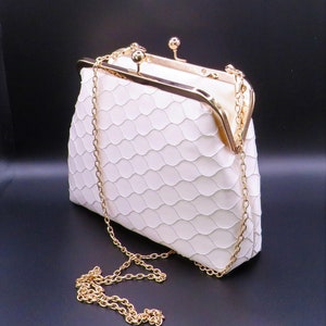 Cream Small PVC Clutch Bags Quoits Stripe