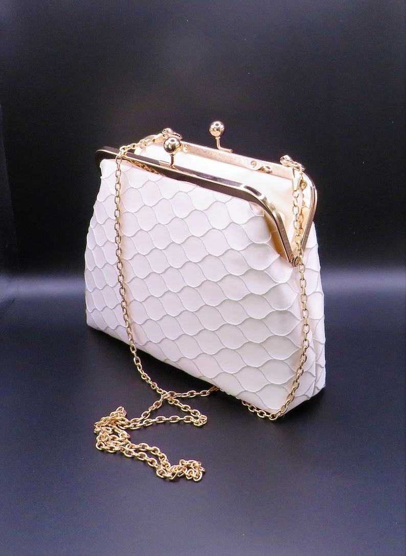 Ivory bridal clutch , Ivory/cream satin handbag, evening clutch , wedding guest clutch image 1
