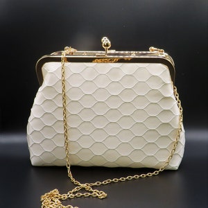 Ivory bridal clutch , Ivory/cream satin handbag, evening clutch , wedding guest clutch Clutch /chain 120cm