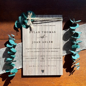 Eucalyptus Wedding Invitation- Wooden Luxury Cards I Greenery Wedding Invitations I Leaf Wedding Invites