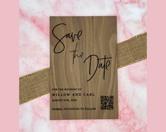 Wood Wedding 'Save The Date' - Wooden Luxury Cards