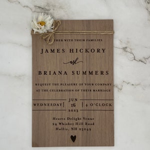 White Flower Wedding Invitation Suite Wooden Luxury Cards l Wood Wedding Invitation Floral l Rustic Wedding Invitation Suite image 3