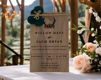 Rustic Wood Wedding Invitations- Wooden Invites Eucalyptus I Rustic Wedding Invites I Barn Wedding I Farm Wedding Invites I Ranch Wedding