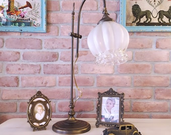 Vintage Brass Desk Lamp: Adjustable Office Table Lamp, Art Deco Style