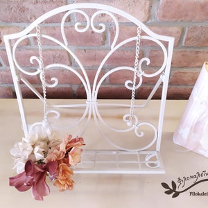 Iron Cook Book Holder, Portable Recipe Book Stand, Catalog Cookbook Stand, Foldable Table Metal Easel, country kitchen decor, Wedding Gift