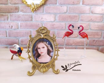 Brass Oval Photo Frame: Victorian Rococo Portrait Display
