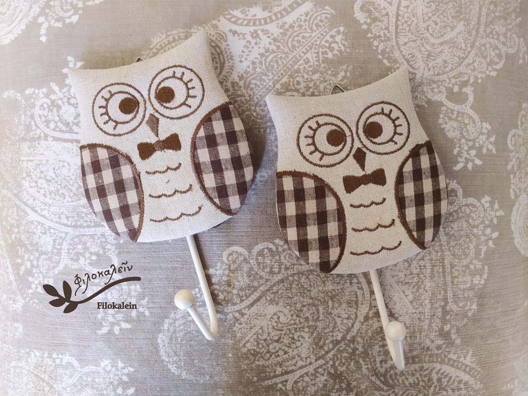 Owl Wall Hooks Set of 2, Rustic Nursery Decor, Kids Room Hangers ...