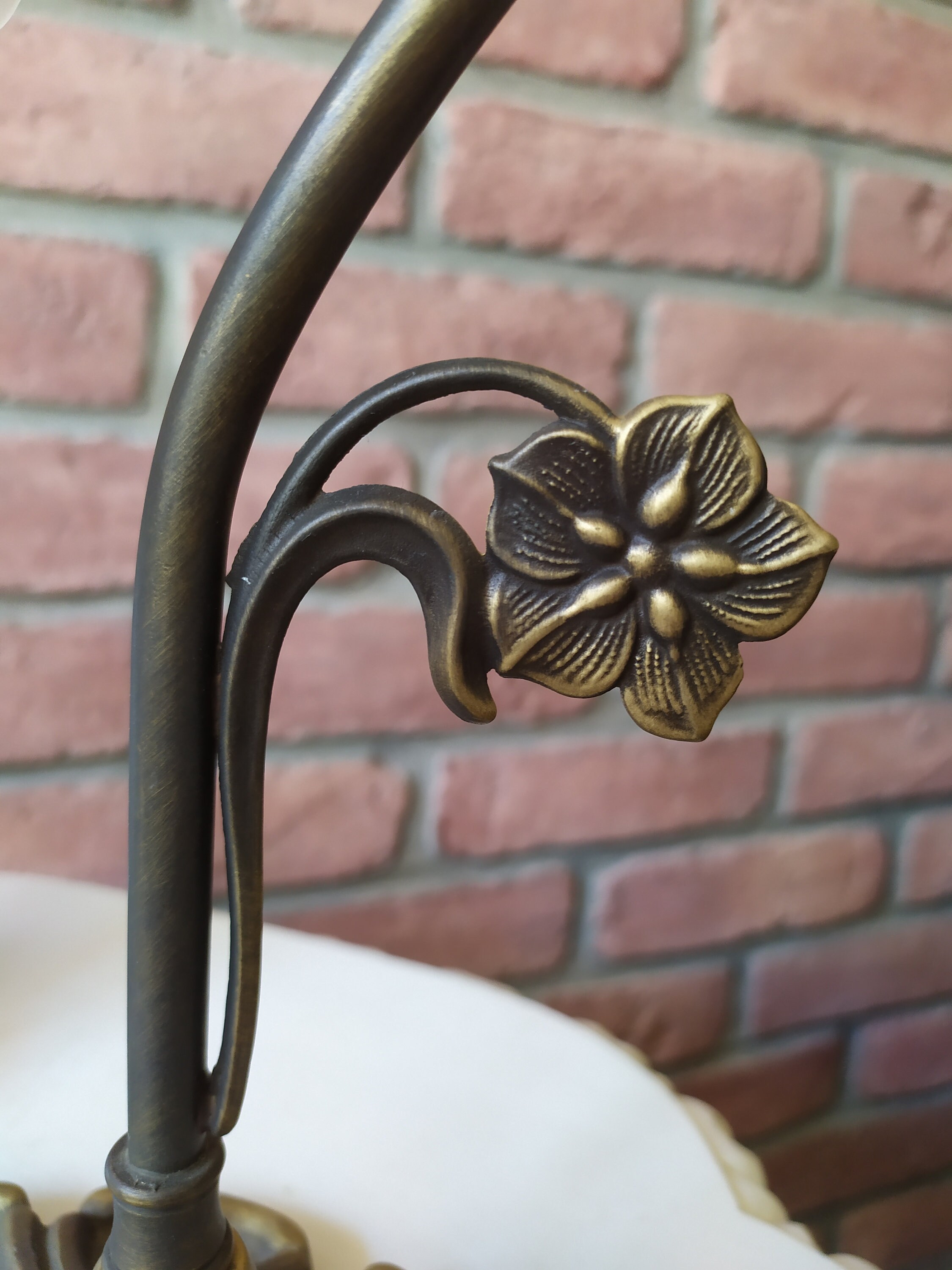 Small Decorative Table Lamp In Premium Floral Brass