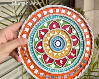 Colorful Lippan art for home décor | Colorful art | Colorful mirror art | Lippan kaam |