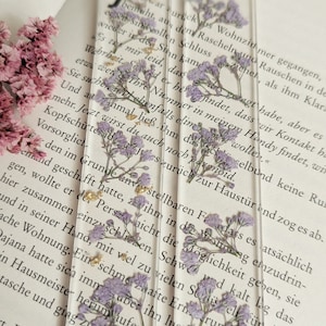 Bookmark epoxy resin with pressed and dried flowers and petals gold paper plants reading gift girlfriend special gift image 4
