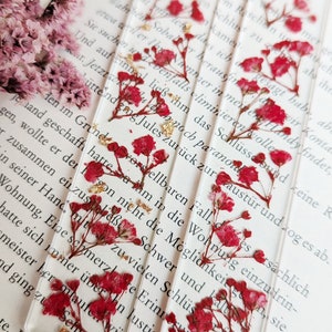 Bookmark epoxy resin with pressed and dried flowers and petals gold paper plants reading gift girlfriend special gift Rot