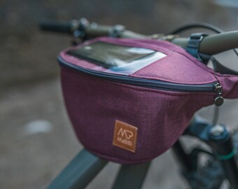 Nerka rowerowa- len śliwkowy/ Bike belt bag - plum linen