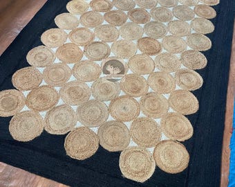 Handmade Natural Jute Rug: Braided Moroccan Area Rug (6x9 Ft)