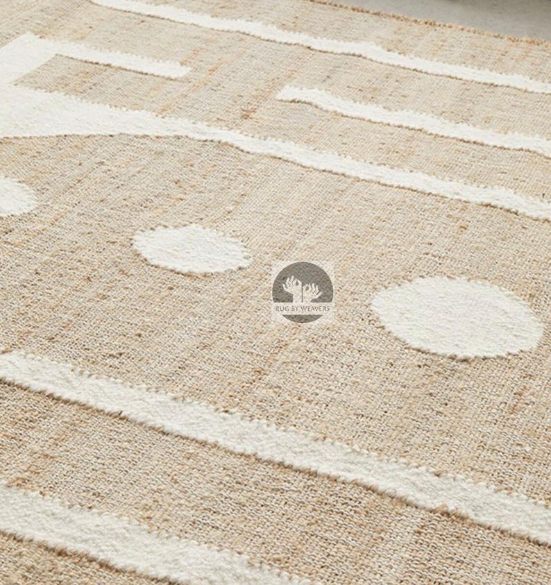 Handmade Wool Jute Dhurrie Rug: Natural Ivory Rug (5x8 Ft) - Etsy
