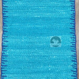 Handmade Wool Dhurrie Rug: Blue Flat Weave Rug (3x5 Ft.)