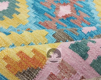 Hand Knotted Afghan Kilim Rug: 5x8 Ft Wool Flatweave