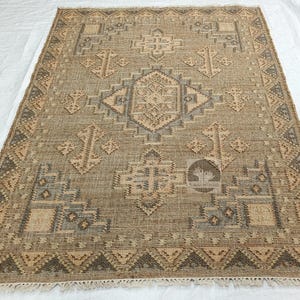 Tappeto Dhurrie in juta fatto a mano: fibra naturale, stile boho (5 x 8 piedi)