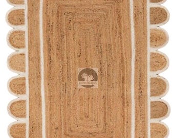 Hand Braided Jute Rug: Bohemian Moroccan Style, 5x8 ft
