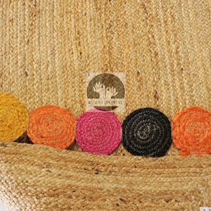 Tappeto in juta naturale intrecciato a mano: stile boho marocchino (5 x 8 piedi)