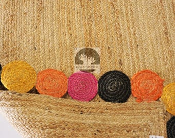 Hand Braided Natural Jute Rug: Bohemian Moroccan Style (5x8 Ft)