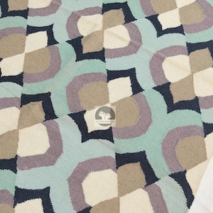 Handmade Wool Dhurrie Rug: Modern Striped Flat Weave, 5x8 Ft