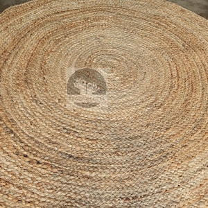 Hand Braided Round Jute Rug: Natural Fiber Moroccan Decor
