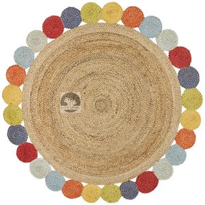 Handmade Jute Round Rug: Braided Moroccan Style, Eco Friendly