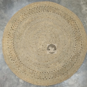 Handmade Braided Jute Round Rug: Bohemian Moroccan Style