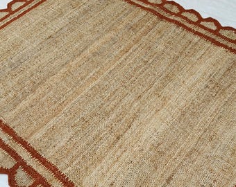 Hand Braided Jute Rug: Bohemian Moroccan Style, Natural Fiber (4x6 Ft)