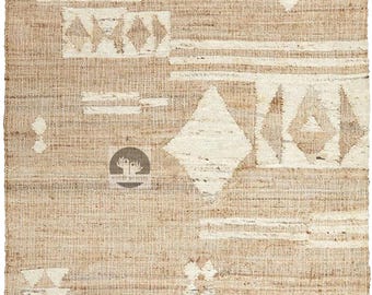 Handwoven Jute Wool Dhurrie Rug: Bohemian Flatweave Rug (5x8 Ft.)