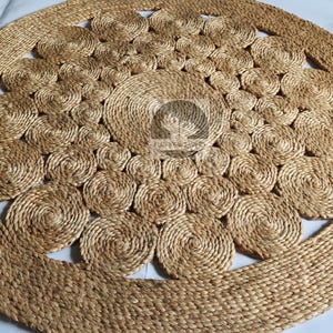Hand Braided Round Jute Rug: Natural Boho Area Rug