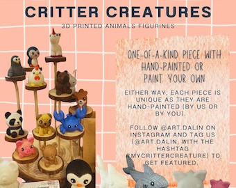 Critter Creatures – Hand-Painted 3D Printed Knitted Animal Figurines | Eco-Friendly Collectible Decor / Toy