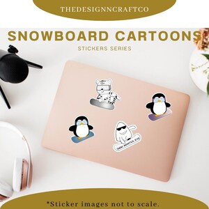 Snowboardpersonages gestanste vinylstickers - waterbestendig, voor gebruik binnen en buiten