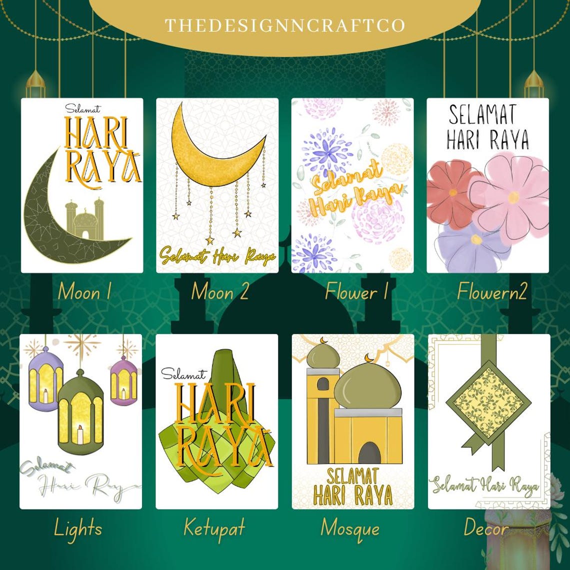 Hari Raya Greeting Cards With Hand-drawn Artwork | 8 Unique Designs ...