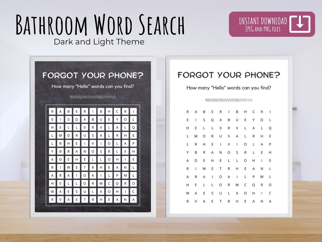 Bathroom Word Search Poster. Wall Decor. Funny Poster. Forgot Your ...