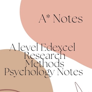 以下が含まれることがあります： A* Notes: Edexcelリサーチメソッド心理学Aレベルノート。成功するために学ぶ。画像は、ピンクとブラウンの抽象的なデザインとテキストを特徴としています。