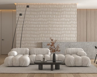 Japandi Calm Cascade Design Traditional Non Woven Wallpaper,Prepasted,Peel&Stick,Neutral Geometric,Home Decor,Minimalist Abstract Interior