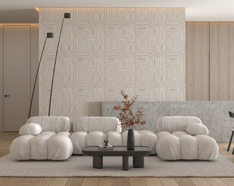 Japandi Abstract Minimal Design Wallpaper,Traditional Non Woven Wallpaper,Neutral Tone Geometric Wallpaper,Home Decor,Prepasted Wallpaper
