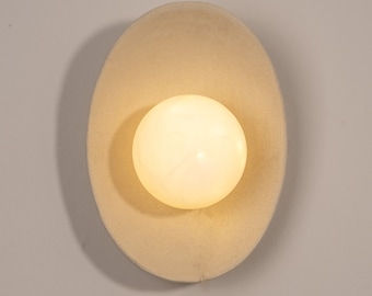 Handcrafted Ceramic Wall Sconce: Beige Bedroom Lighting