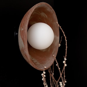 Handcrafted Ceramic Wall Sconce: Rustic Home Decor, Bedside Lamp
