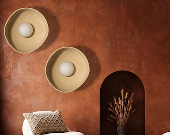 Ceramic Large wall light , bedroom lighting, living room lighting, cylinder wall sconce, ceramic lampshade, fixtures,Natural Sconce