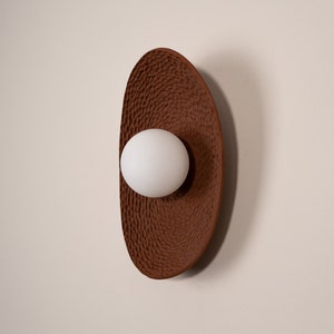 Textured Terracotta LED Wall Lamp: 11&quot; Bohemian Ceramic Sconce