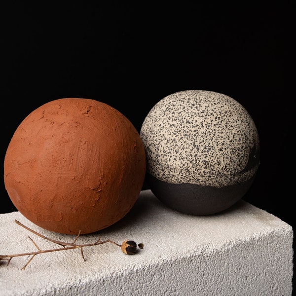 Ceramic Ball decorative 2 pieces Together,New Home Gift,Handmade,Unique,Ceramic Decor,Shelf Decor,Hostess Gift,Pottery Gift,Natural Textured