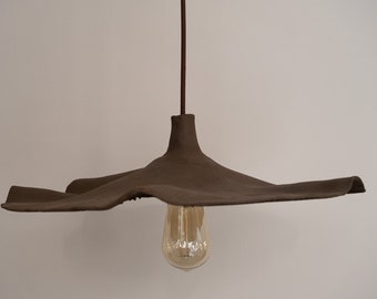 15" Ceramic  Brown Flower Pendant Light,Wabi sabi Lighting , Ceiling lighting Fixture, Island lighting, Unique Pendant light