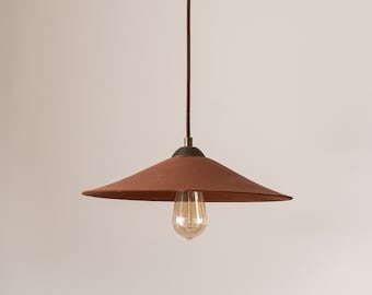 Handmade Terracotta Pendant Light: 16" Wabi Sabi Japandi Ceramic