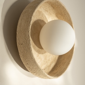 Beige wall Ceramic sconce, Unique Wall Light, Home decor light, Wall Sconce, Art Deco Sconce, Bedside Ceramic Sconce, Outdoor Lighting