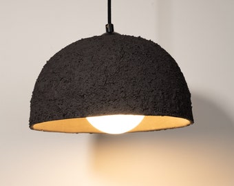 19" Black Handmade Modern Natural Textured Ceramic Pendant Lamp Chandelier, Valentine's Day Gift, Home Gift, Christmas Gift, Outdoor Lamp