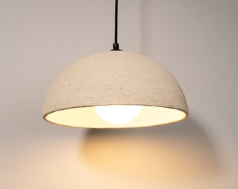Handmade Wabi Sabi Ceramic Pendant Light - Beige Textured Chandelier